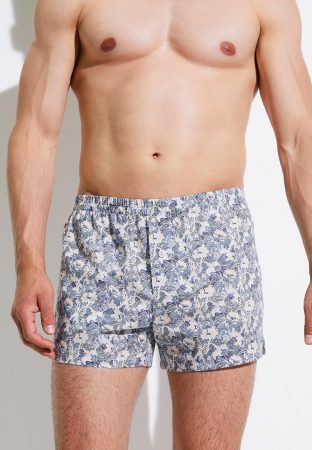 Cotton Voile Print Boxer Shorts Yellow-Blue | Zimmerli Herren Boxershorts