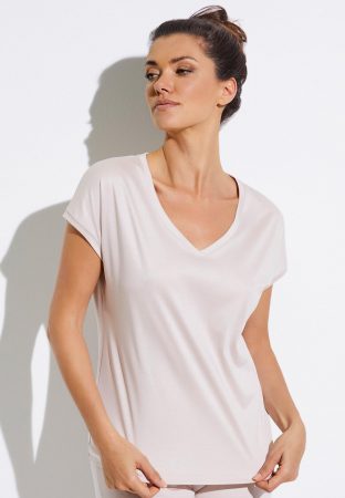 Sea Island T-Shirt Kurzarm V-Ausschnitt Grey Morn | Zimmerli Damen T-Shirts